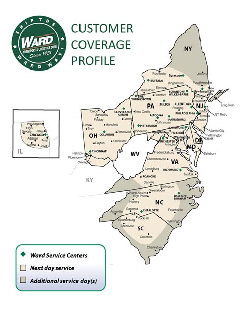 Ward Transport & Logistics Corp. . Ward trucking service map